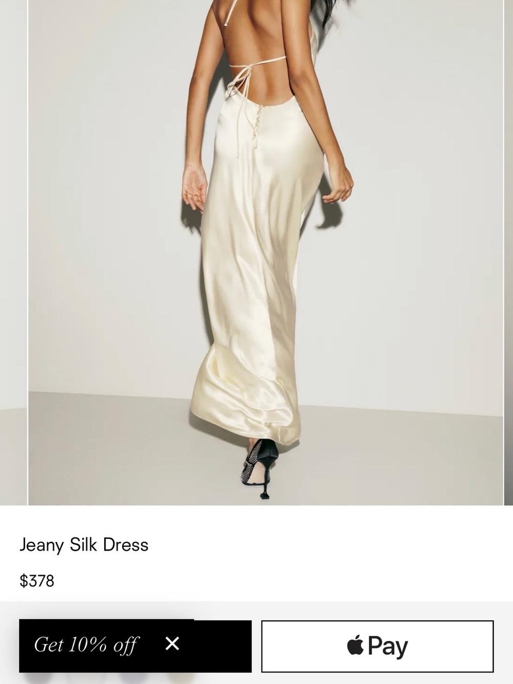 Reformation Jeany Backless Silk Slip Dress in Ivory